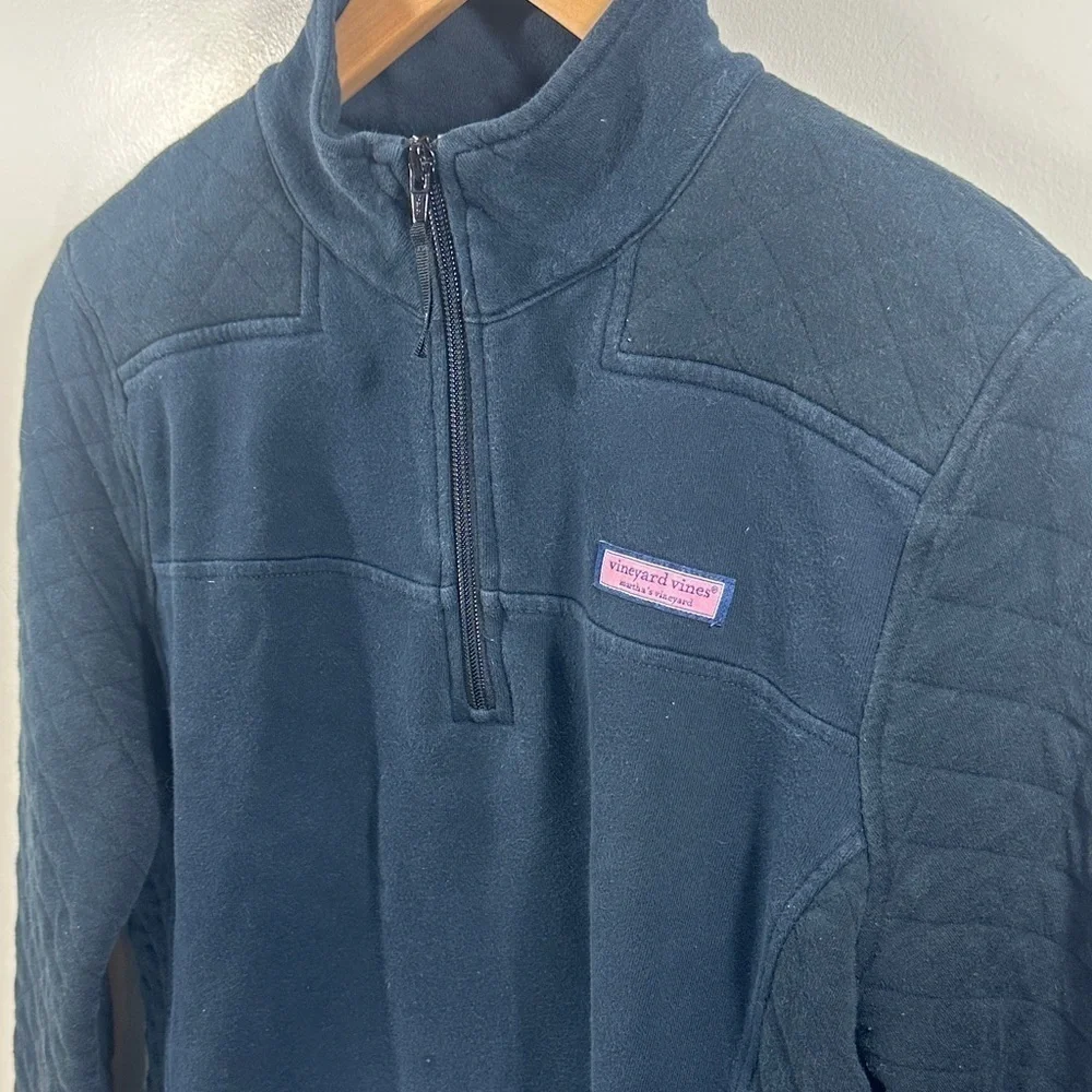 Vineyard Vines Navy Blue Quilted Men's Quarter Zip Long Sleeve Sweatshirt Medium